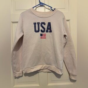 USA America flag long sleeve sweatshirt top yellow soft travel party travel cute